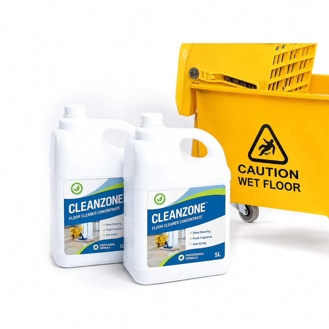 Industrial-grade cleaning agents and floor sanitizers