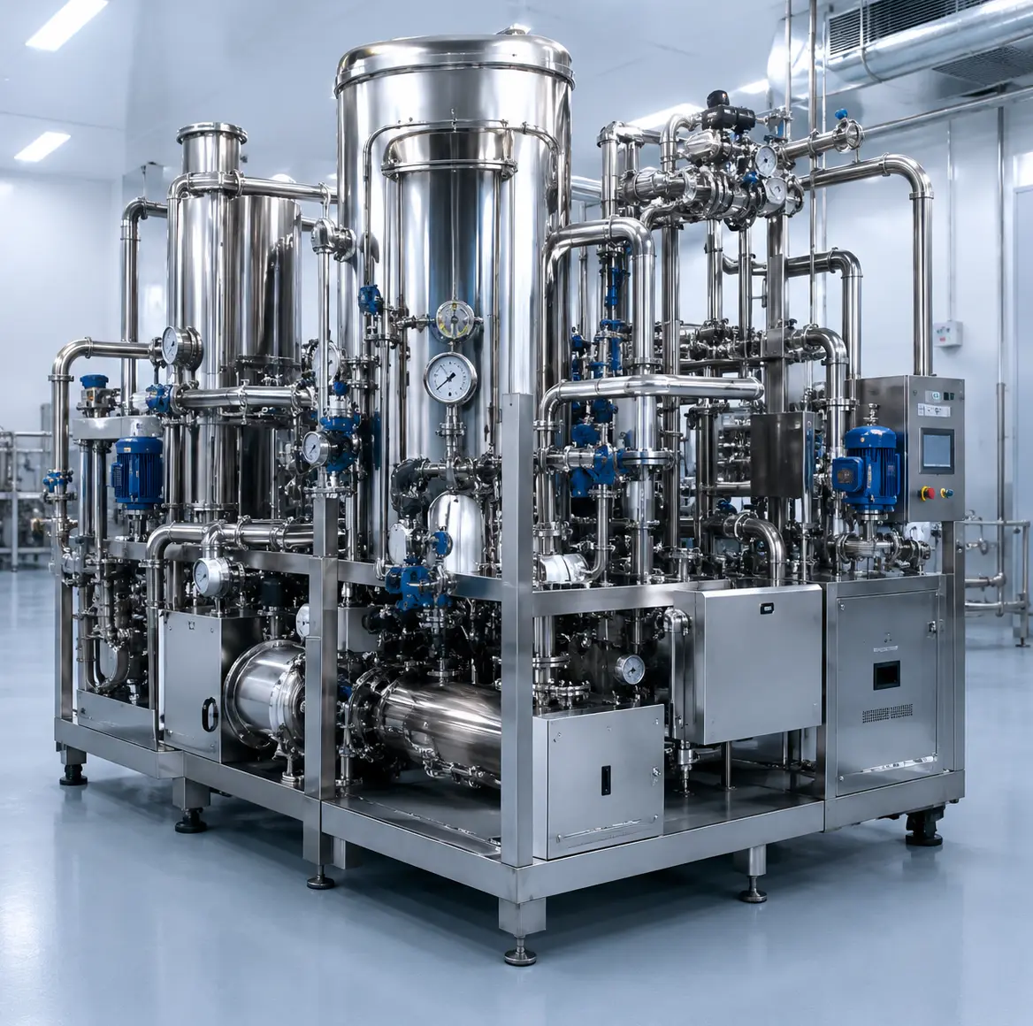 Industrial clean-room with stainless equipment