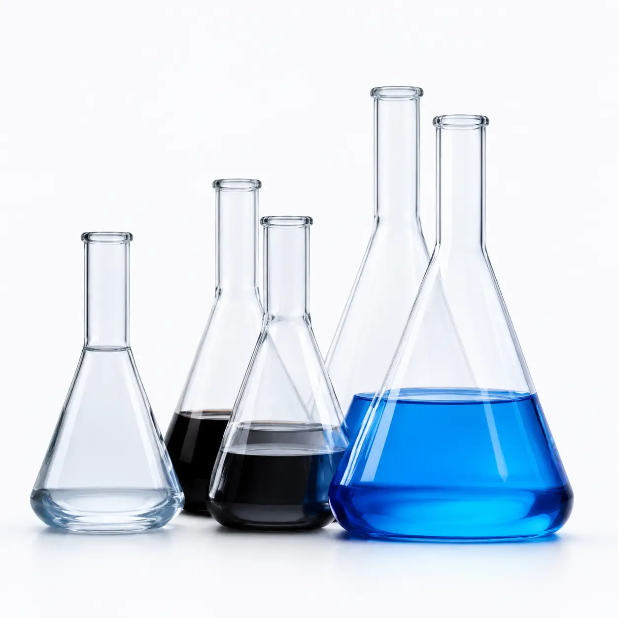 Laboratory glassware in studio lighting